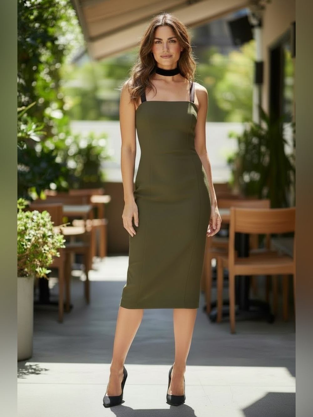 EUC KIT & ACE army green halter dress EUC!